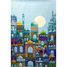 Javed Qamar, 24 x 36 inch, Acrylic On Canvas, Cityscape Painting, AC-JQ-274